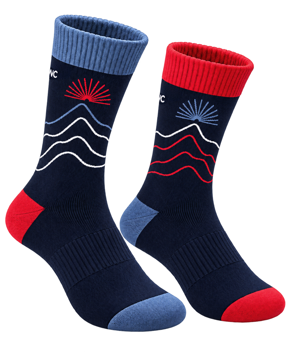 Unisex Cushioned Cycling Socks | Detour Blue & Red
