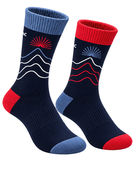 Unisex Cushioned Cycling Socks | Detour Blue & Red