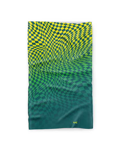 Pixel Fluorescent Green Checked Lightweight Cycling Neck Warmer Scarf Snood - Cycle Wear Central