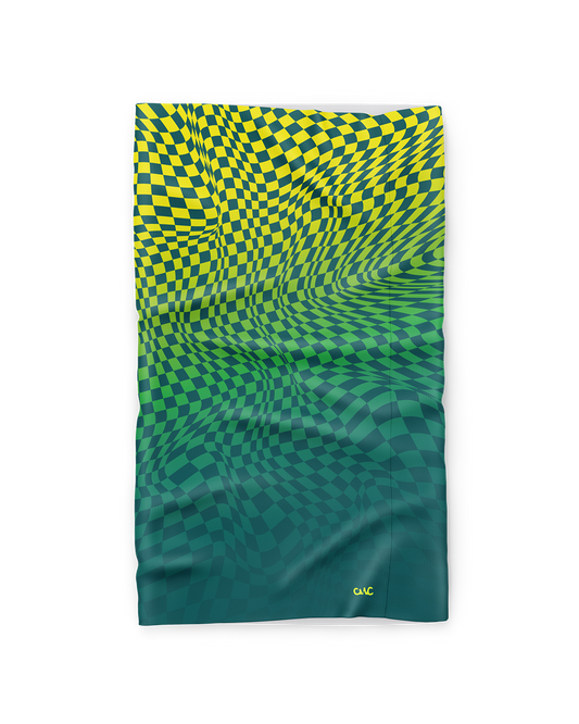 Pixel Fluorescent Green Checked Lightweight Cycling Neck Warmer Scarf Snood - Cycle Wear Central