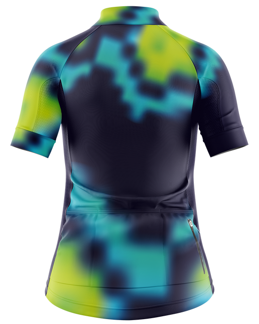 Womens Short Sleeve Cycling Jersey | Flare Navy & Hi Vis