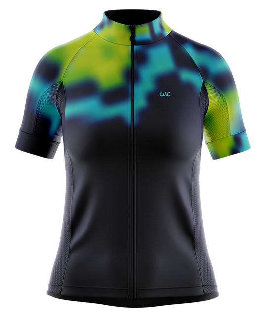 Womens Short Sleeve Cycling Jersey | Flare Navy & Hi Vis