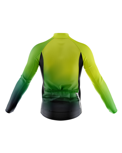 Mens Flare HiVis Green Long Sleeve Mid-Weight Thermal Cycling Jersey - Pre-Order 03