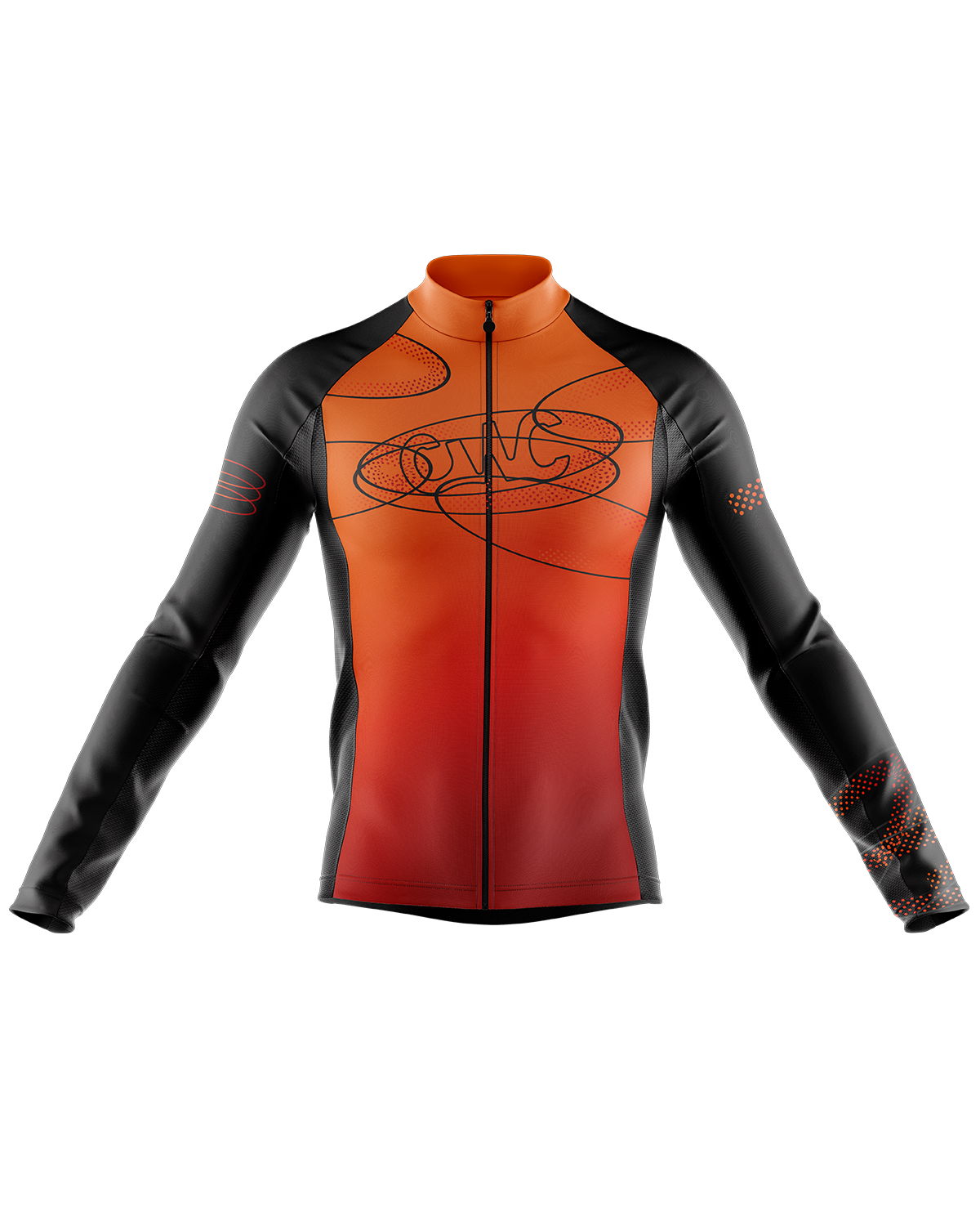 Mens Long Sleeve Cycling Jersey | Jovi Orange & Black