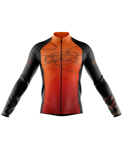 Mens Long Sleeve Cycling Jersey | Jovi Orange & Black