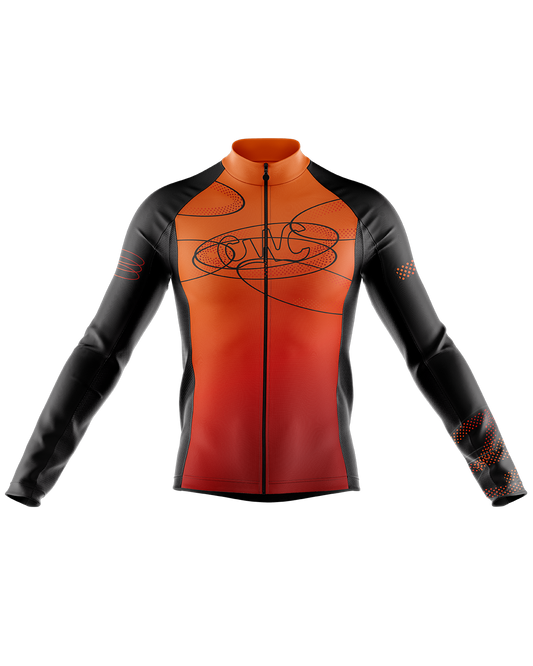 Mens Long Sleeve Cycling Jersey | Jovi Orange & Black