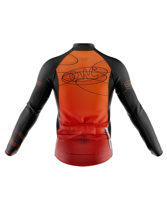 Mens Long Sleeve Cycling Jersey | Jovi Orange & Black