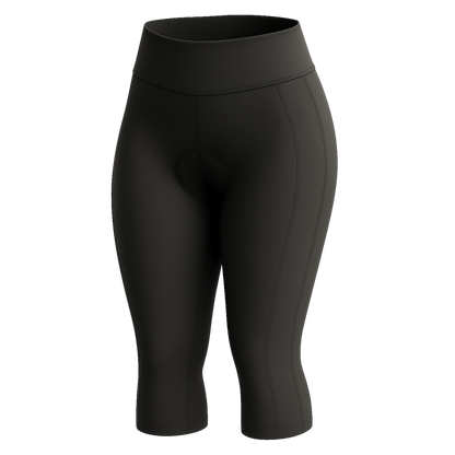 Womens Padded High Waisted Cycling Cropped Leggings Plain Black