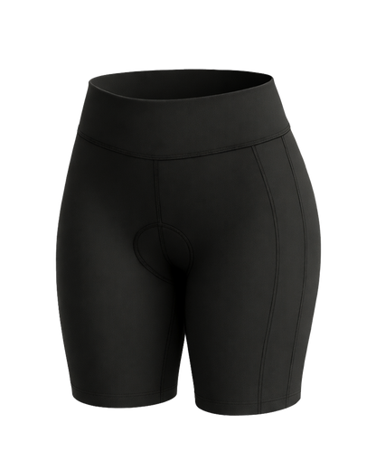 Womens Padded High Waisted Cycling Shorts | Dusk Plain Black