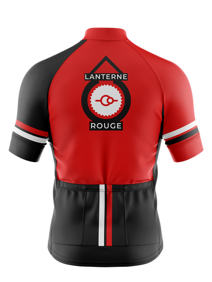 Mens Red and Black Lanterne Rouge Short Sleeve Cycling Jersey Fat Lad At The Back Re-Edition