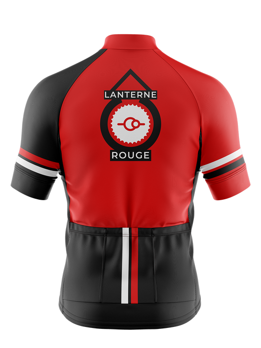 Mens Red and Black Lanterne Rouge Short Sleeve Cycling Jersey Fat Lad At The Back Re-Edition