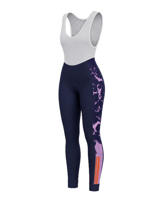 Women's Padded Cycling Bib Tights | Lucille Navy & Purple & Orange