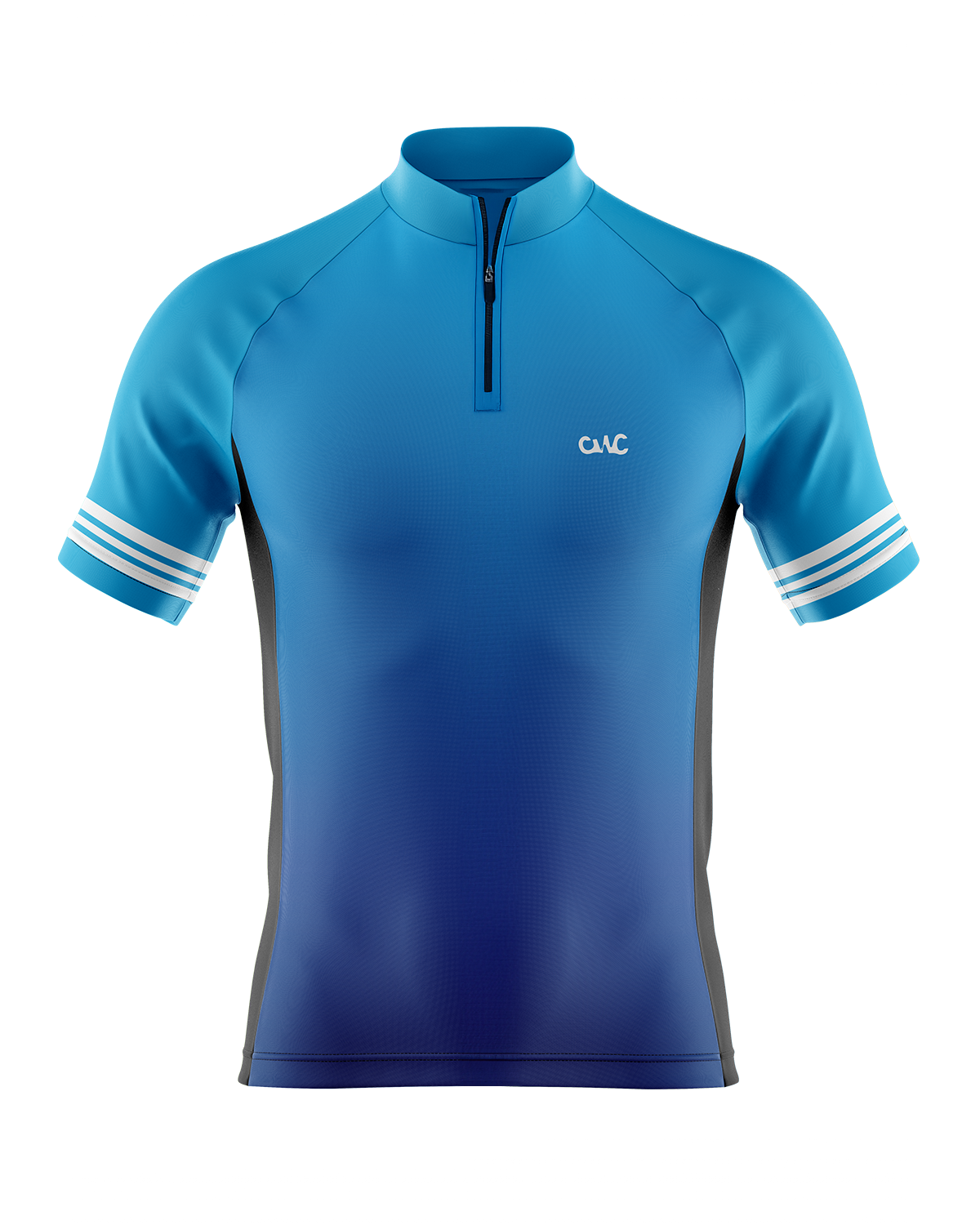 Mens Basic Blue Short Sleeve Road Cycling Jersey with Short Zip