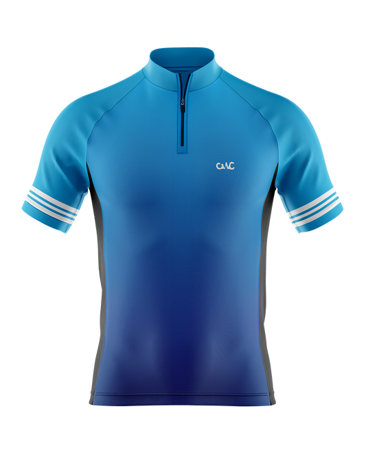 Mens Basic Short Sleeve Cycling Jersey | Azure Blue Gradient