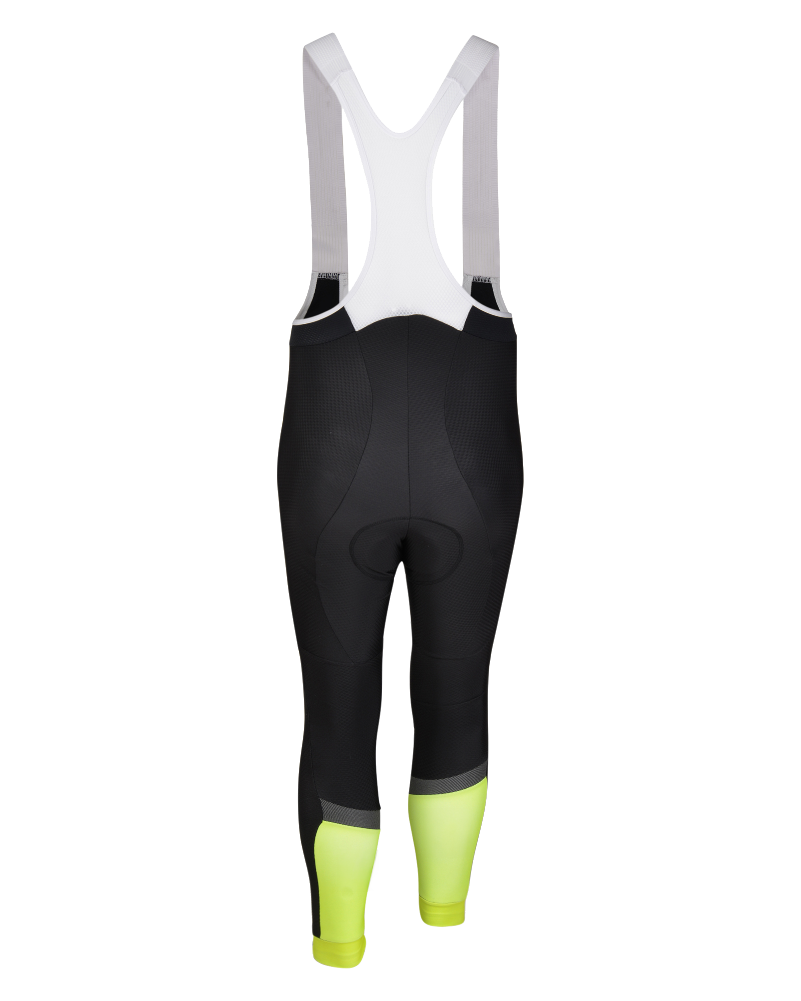 Mens Premium Black Padded Cycling Thermal Lycra Bib Tights 02 with Hi Vis Panel and Reflective Pixel Strip - Cycle Wear Central