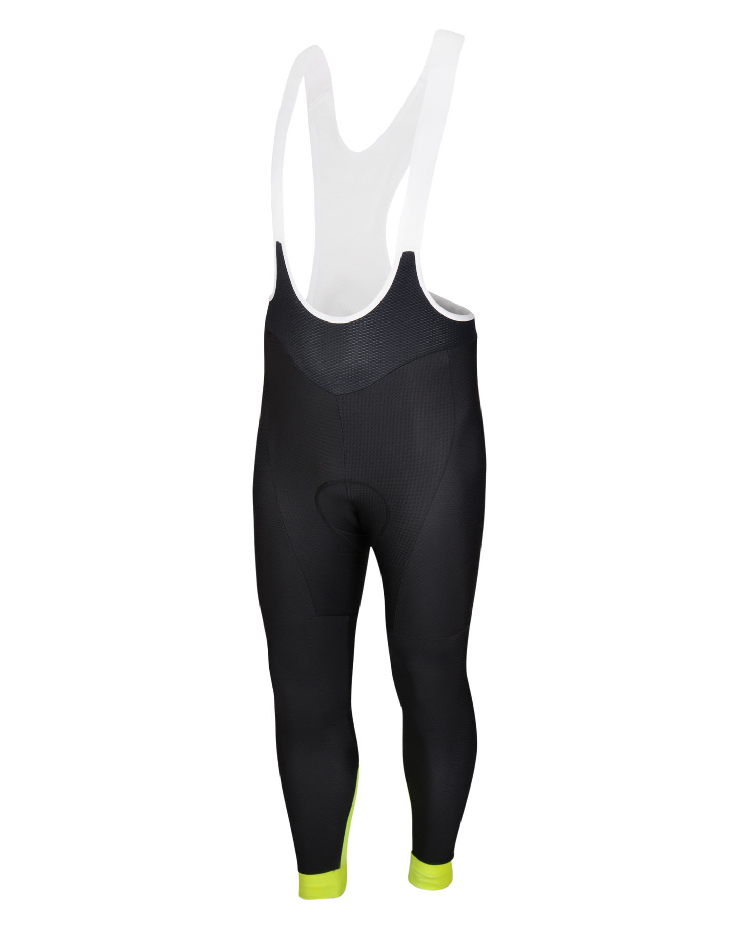 Mens Premium Black Padded Cycling Thermal Lycra Bib Tights 02 with Hi Vis Panel and Reflective Pixel Strip - Cycle Wear Central
