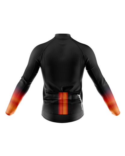 Mens Flare Black and Orange Long Sleeve Mid-Weight Thermal Cycling Jersey