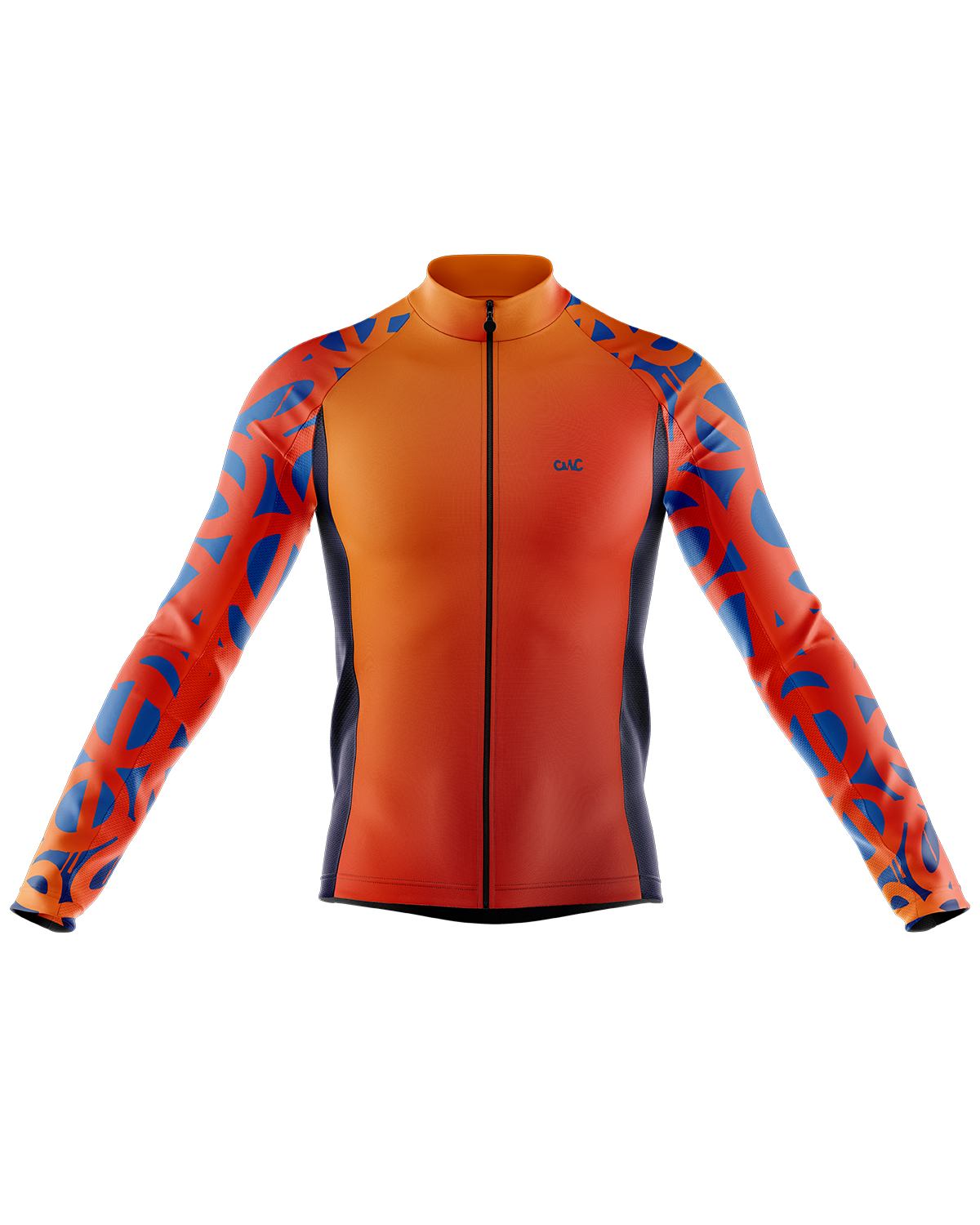 Mens Long Sleeve Cycling Jersey | Tag Hi Vis Orange & Blue
