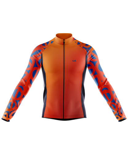 Mens Long Sleeve Cycling Jersey | Tag Hi Vis Orange & Blue