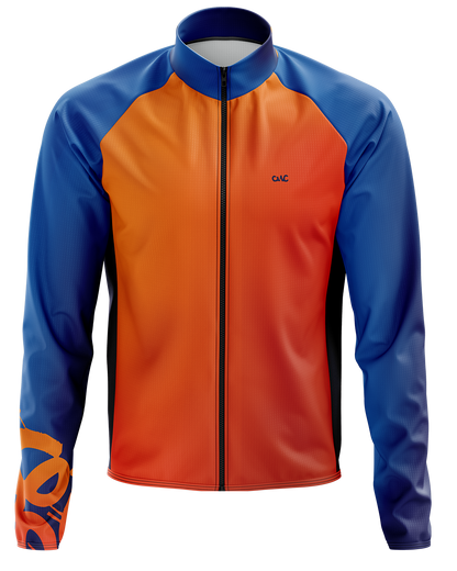 Mens Tag Gradient Orange Bright Blue Classic Style Packable Lightweight Windproof Windstopper Water-Resistant Cycling Jacket with Reflective