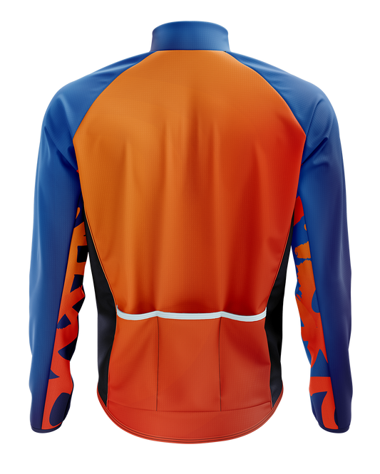 Mens Tag Gradient Orange Bright Blue Classic Style Packable Lightweight Windproof Windstopper Water-Resistant Cycling Jacket with Reflective