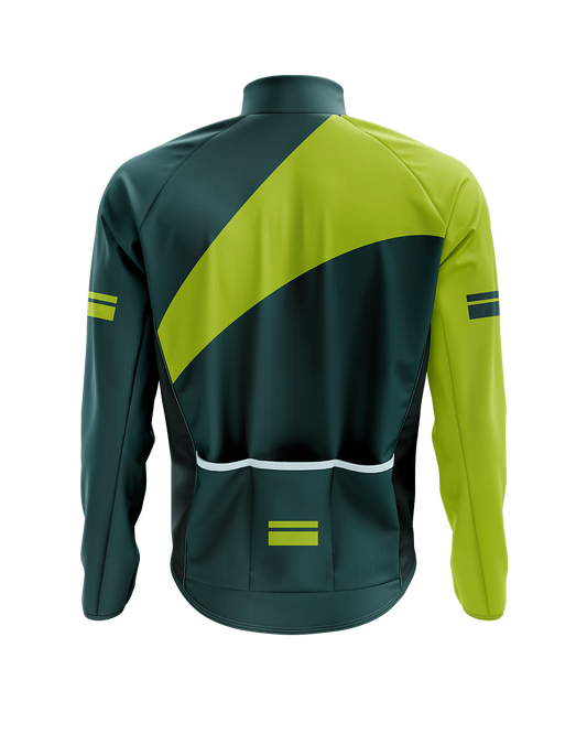Mens Chroma Green and Hivis Classic Style Packable Lightweight Windproof Water-Resistant Cycling Jacket with Reflective