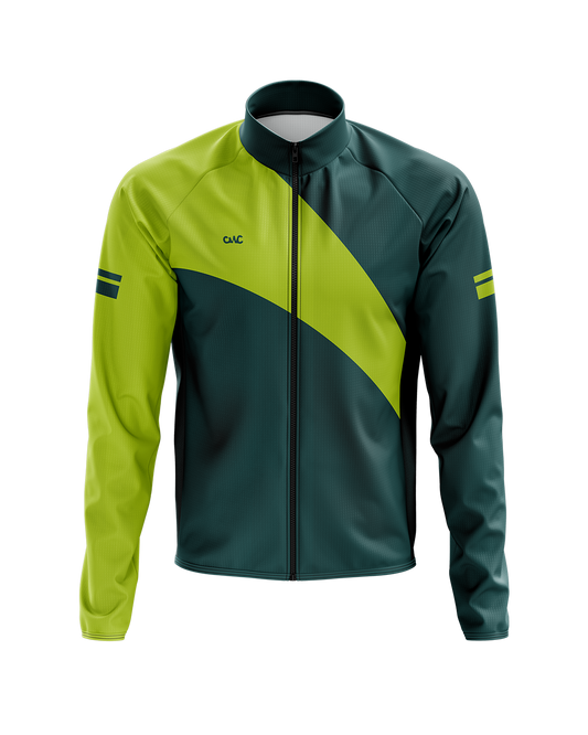 Mens Chroma Green and Hivis Classic Style Packable Lightweight Windproof Water-Resistant Cycling Jacket with Reflective
