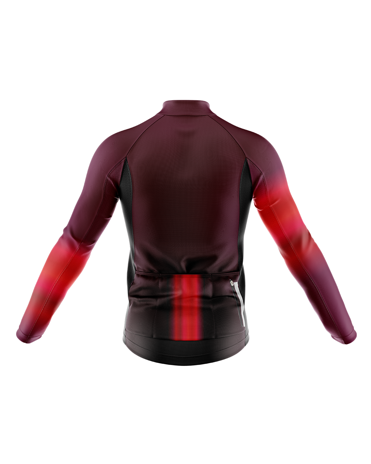 Mens Flare Aubergine and Red Coral Orange Long Sleeve Mid-Weight Thermal Cycling Jersey