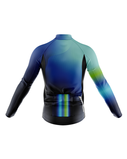 Mens Flare Blue and Green Long Sleeve Mid-Weight Thermal Cycling Jersey - Pre-Order 03