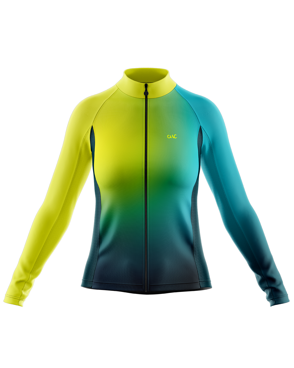 Womens Long Sleeve Cycling Jersey | Mika Hi Vis Green & Emerald