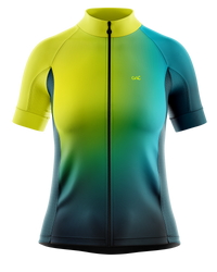 Womens Short Sleeve Cycling Jersey | Mika Hi Vis Green & Emerald