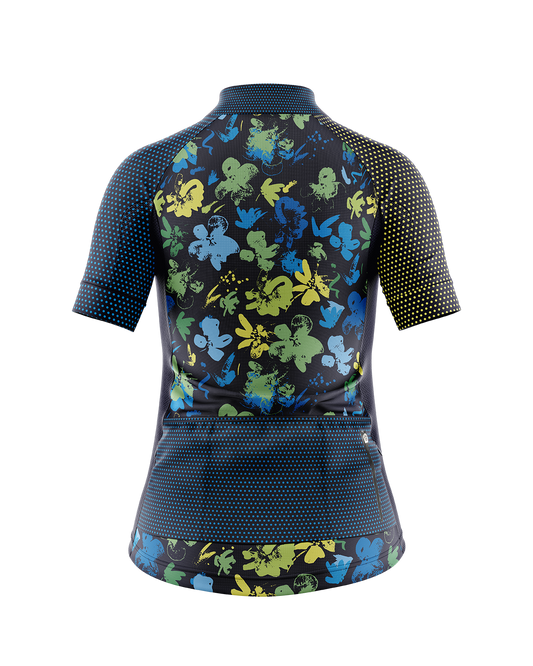 Womens Minnie Navy Polka Dot Colourful Bright Short Sleeve Road Cycling Jersey