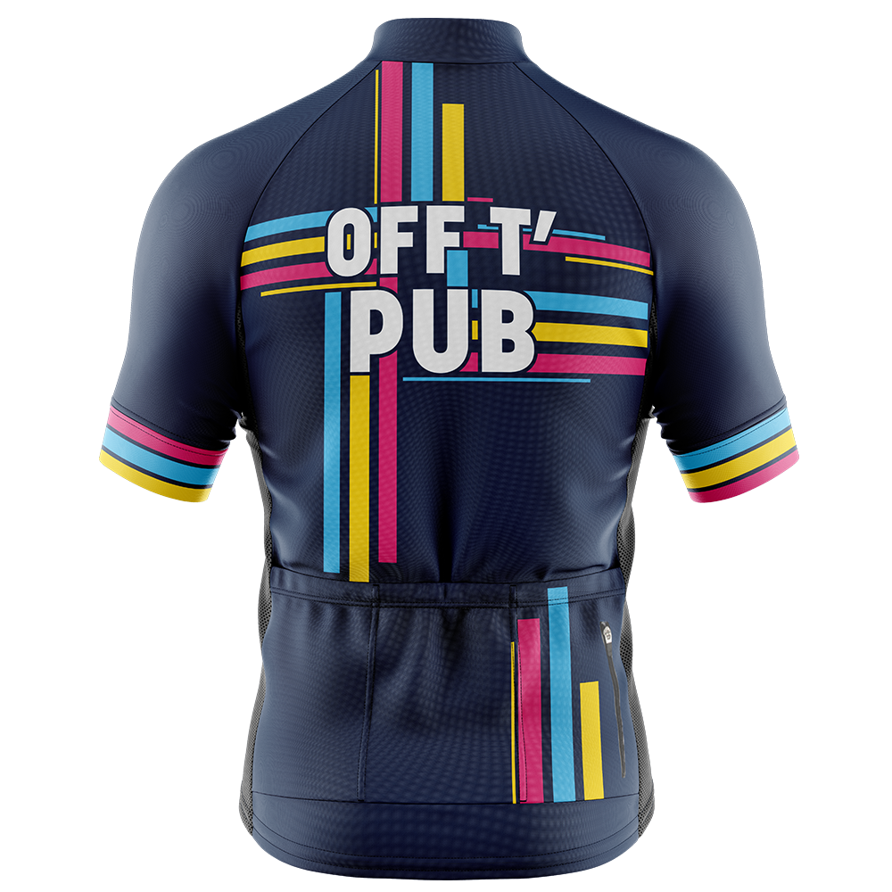 Mens Blue Off T'Pub Short Sleeve Cycling Jersey