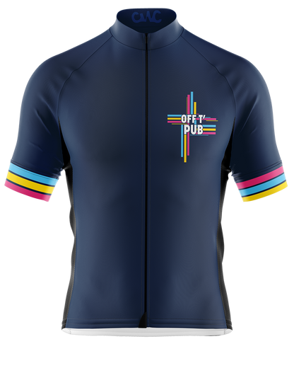 Mens Blue Off T'Pub Short Sleeve Cycling Jersey