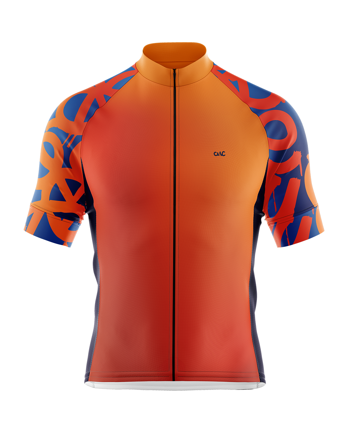 Mens Tag Bright Orange Gradient and Blue Graffiti Urban Short Sleeve Road Cycling Jersey
