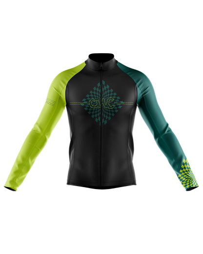 Mens Long Sleeve Cycling Jersey | Verte Green & Black