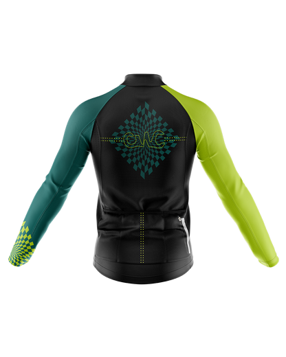 Mens Long Sleeve Cycling Jersey | Verte Green & Black
