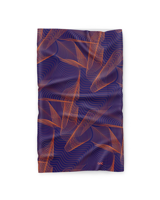 Mens Wave Blue and Orange Long Sleeve Mid-Weight Thermal Cycling Jersey & Neck Warmer Duo