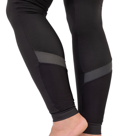 Womens High Waisted Padded Thermal Cycling Tights Black Panel with Reflective Strip
