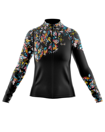 Womens Monarch Multi Colour Black Long Sleeve Mid-Weight Thermal Cycling Jersey