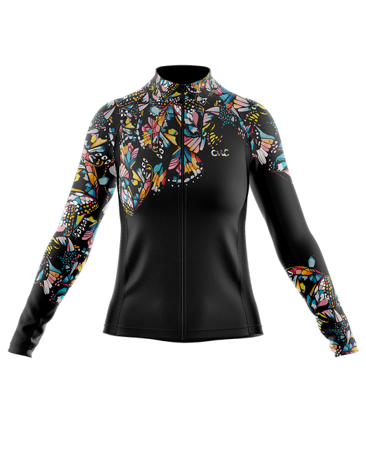 Womens Monarch Multi Colour Black Long Sleeve Mid-Weight Thermal Cycling Jersey