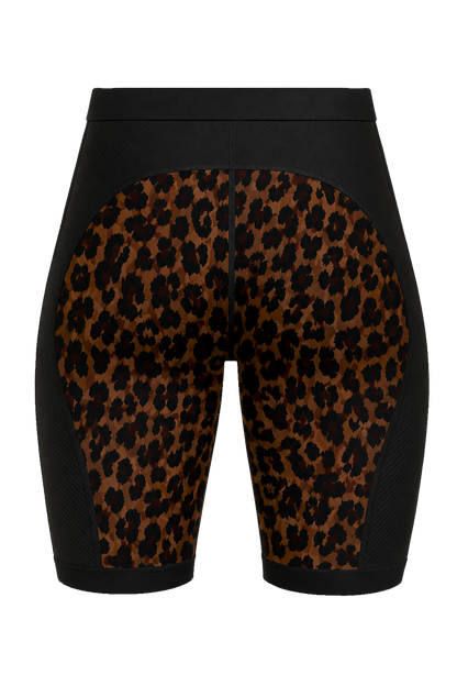 Womens Padded Cycling Liner Undershorts | Savannah Black & Leopard Print