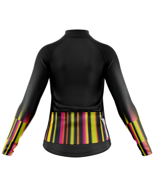 Womens Long Sleeve Cycling Jersey | Alma Fluro Pattern & Black