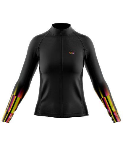 Womens Long Sleeve Cycling Jersey | Alma Fluro Pattern & Black