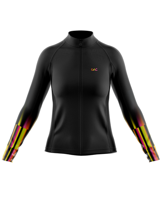 Womens Long Sleeve Cycling Jersey | Alma Fluro Pattern & Black