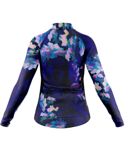 Womens Eden Blue Multi Print Long Sleeve Mid-Weight Thermal Cycling Jersey & Neck Warmer Duo
