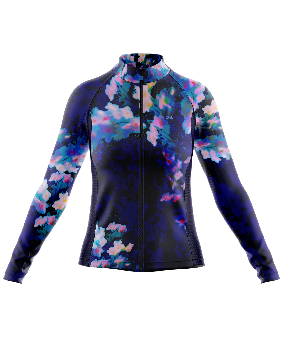 Womens Eden Blue Multi Print Long Sleeve Mid-Weight Thermal Cycling Jersey & Neck Warmer Duo