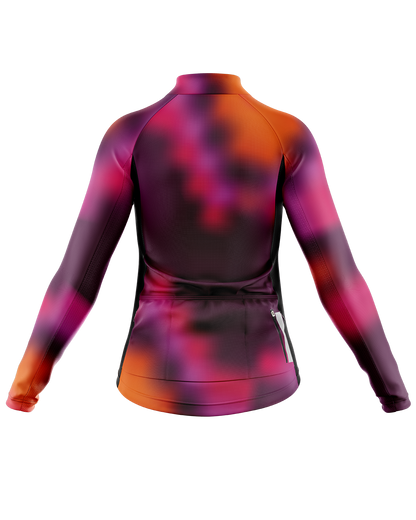 Womens Flare Aubergine Purple Pink Orange Long Sleeve Mid-Weight Thermal Cycling Jersey