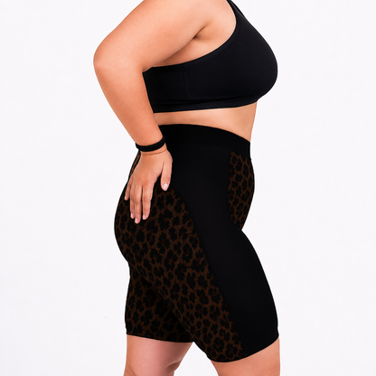 Womens Padded Cycling Liner Undershorts | Savannah Black & Leopard Print