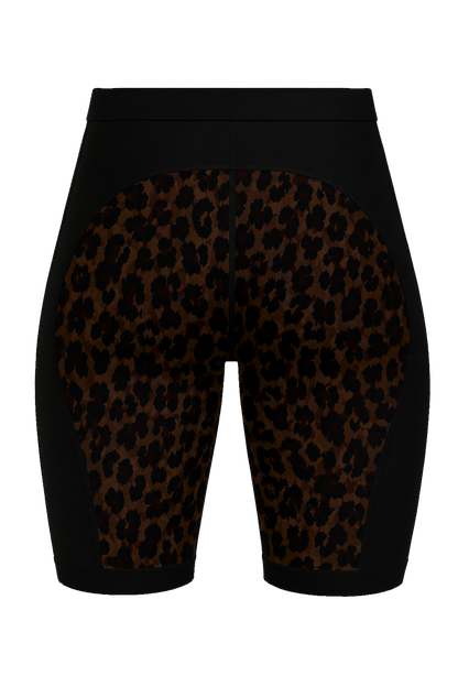 Womens Padded Cycling Liner Undershorts | Savannah Black & Leopard Print